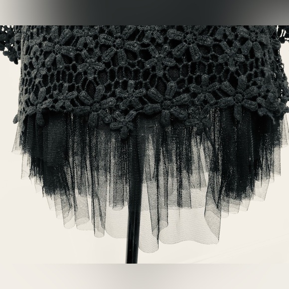 Boston Proper Elegant Black Crochet Lace top & chemise with tulle skirt size S - Picture 6 of 12